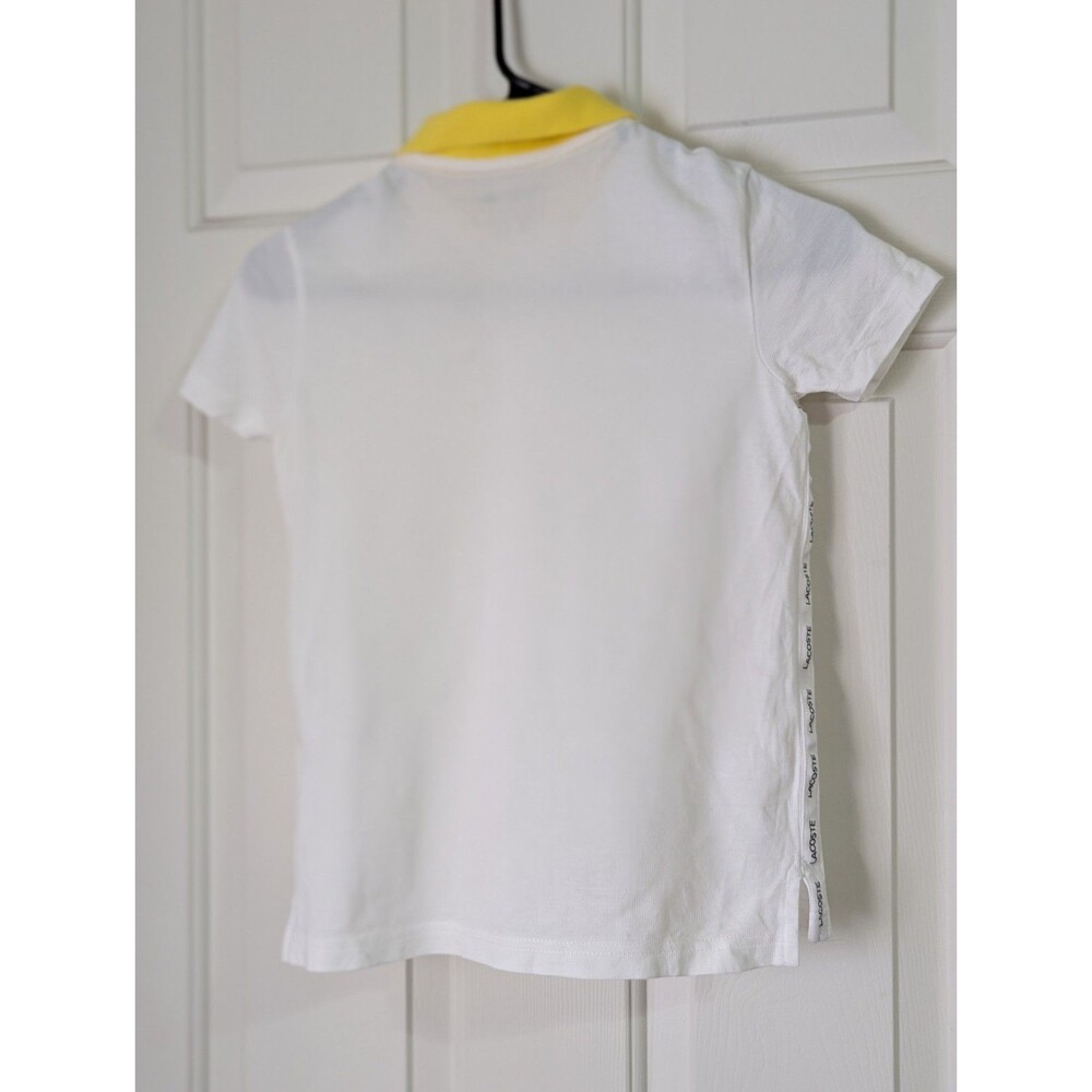 Lacoste Sport Polo Shirt Youth Boys 10Y White Yellow Preppy Classic Logo - Picture 5 of 7